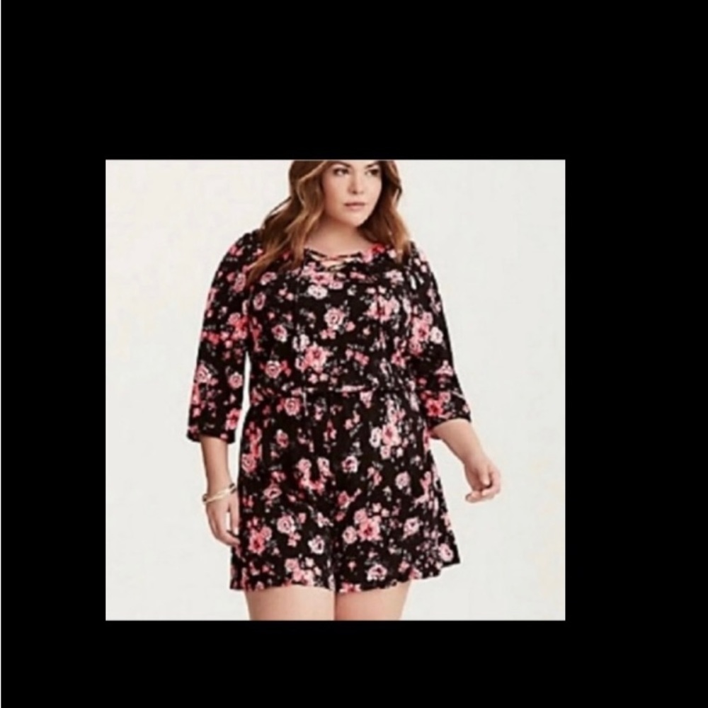 Floral Lace Up Romper